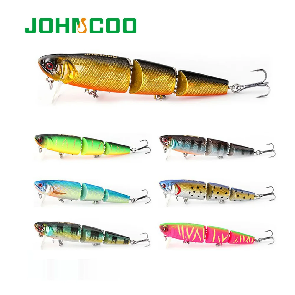 JOHNCOO Topwater Wobbler Bait and Swimming Bait Fishing Lure 98mm/11.5g 3 Segment Minnow Lure for Bass Pike