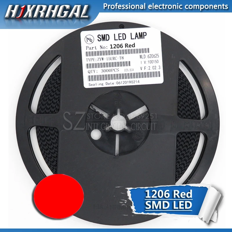 100pcs red 1206 SMD LED diodes light new and original hjxrhgal | Электронные компоненты и принадлежности