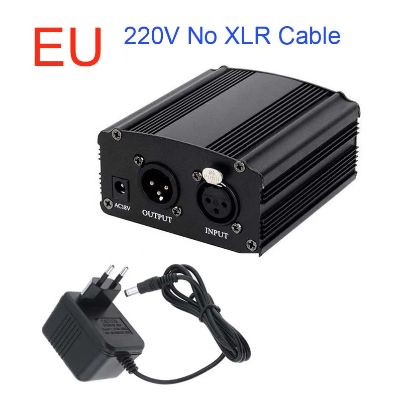 Синий OGV 48 В фантомный источник питания с одним XLR аудио кабелем и AC110V 220 в ЕС адаптер для конденсаторного микрофона Запись голоса - Цвет: Синий
