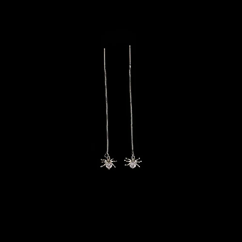 Spider Drop Earrings Round Cut Clear Cubic Zirconia Long Dangle Tassel Jewelry for Women Pendientes Mujer Moda 2018 | Украшения и