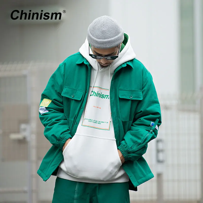 CHINISM аббревиатор серия базовое утолщенное пальто с отложным воротником мужская