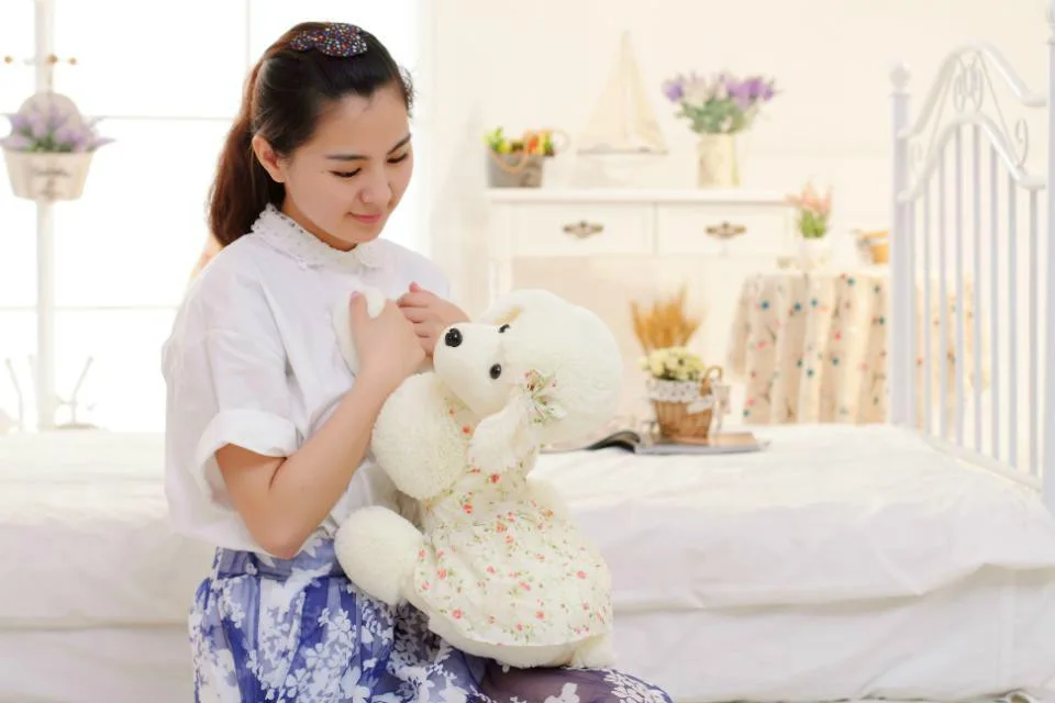 Милая кукла для девочки большая детская плюшевая игрушка пудель подарок на день