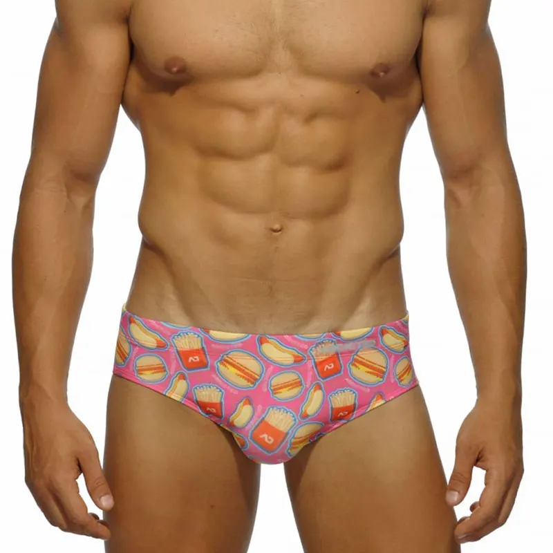 

Men Swimwear Briefs Sexy Swimming Trunks Mens Low Waist Hamburger Beach Surfing Shorts Swim Trunk Brief Male Swimsuit Beachwear