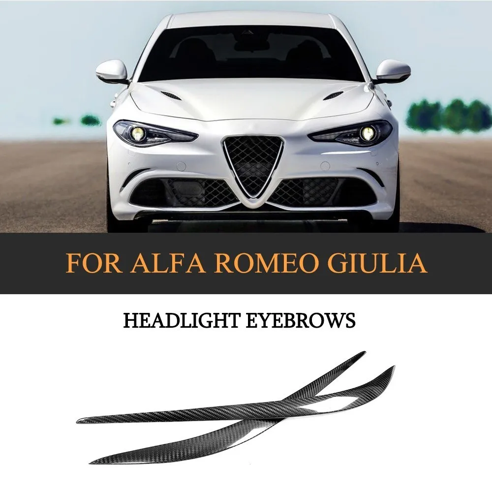 Брови фар для Alfa Romeo Giulia Quadrifoglio Base Verde TI Sedan 4 дверь 2015 2018 сухое углеродное волокно