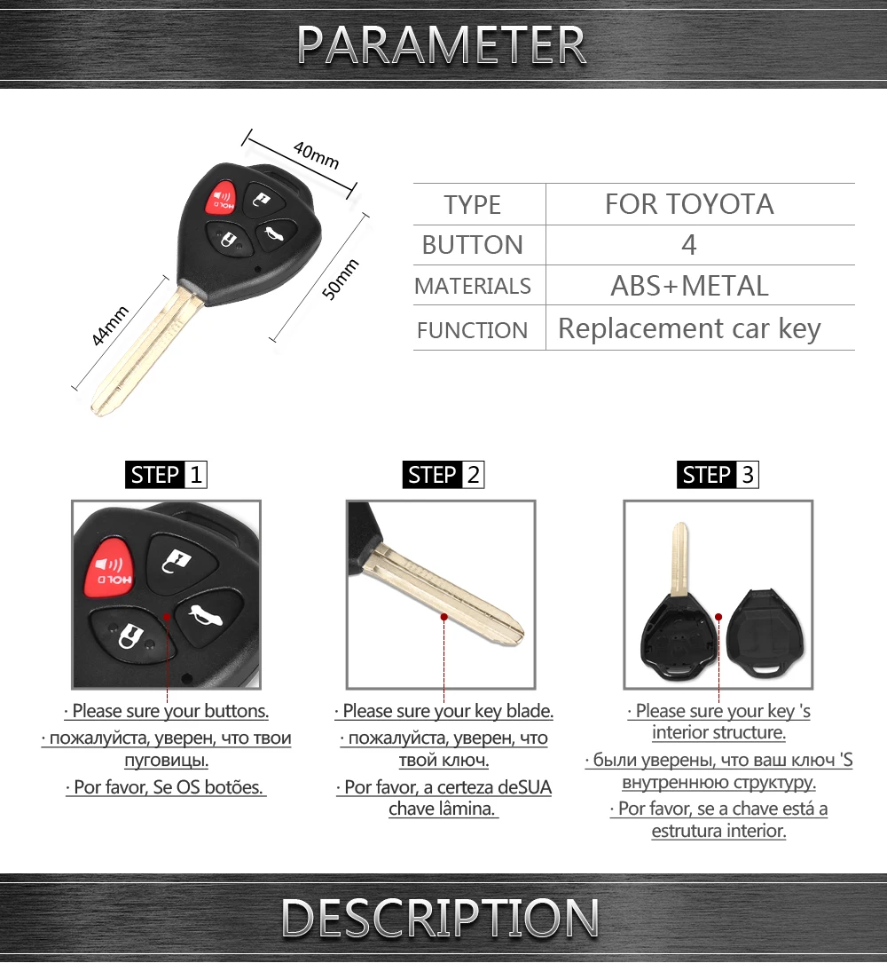 KEYYOU 4 кнопки дистанционного ключа автомобиля оболочки чехол Брелок для Toyota Camry 2007 2008 2009 2010 ключ для Toyota Camry, Avalon, Corolla Matrix RAV4 Venza Yaris