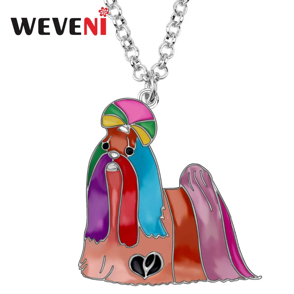 WEVENI эмалированный сплав китайский Ших тцу собачий кулон цепочка чокер модное