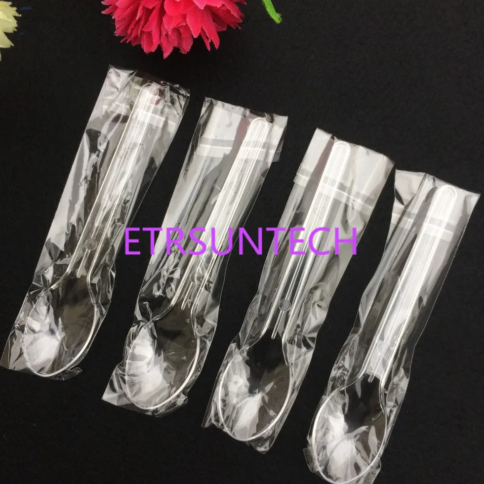 8000pcs/lot 10.7x2.3cmWrapped Disposable Spoons Plastic Spoon Pudding Ice Cream Cake Biscuits Gelato Yogur | Дом и сад
