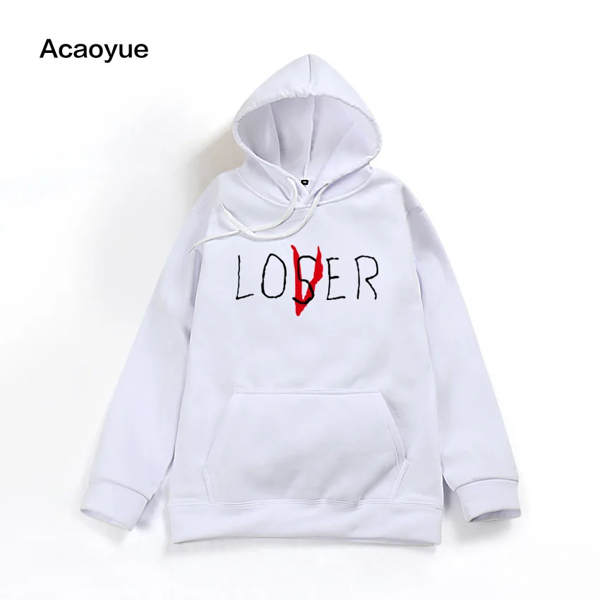 Pennywise It Loser, Толстовка для мужчин и женщин, Клубная толстовка с капюшоном, унисекс, Loser, Клубные Толстовки, Loser Lover, толстовки с капюшоном - Цвет: Белый