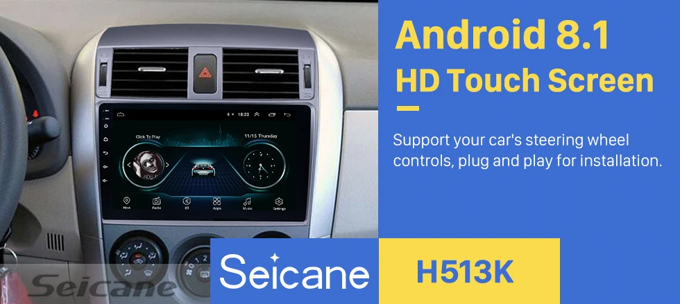 Seicane Android 8,1 2Din 9 дюймов головное устройство для 2007 2008 2009 2010 Toyota Старый Corolla сенсорный мультимедийный плеер Автомагнитола