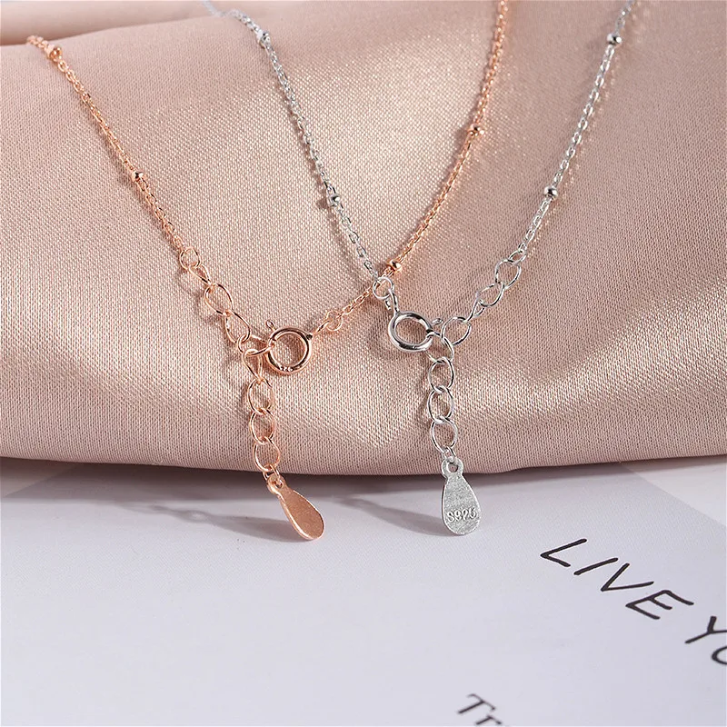 Flyleaf Double Layer Heart Shape Bead Necklaces& Pendants Real 925 Sterling Silver Cubic Zircon Necklace For Women Fine Jewelry
