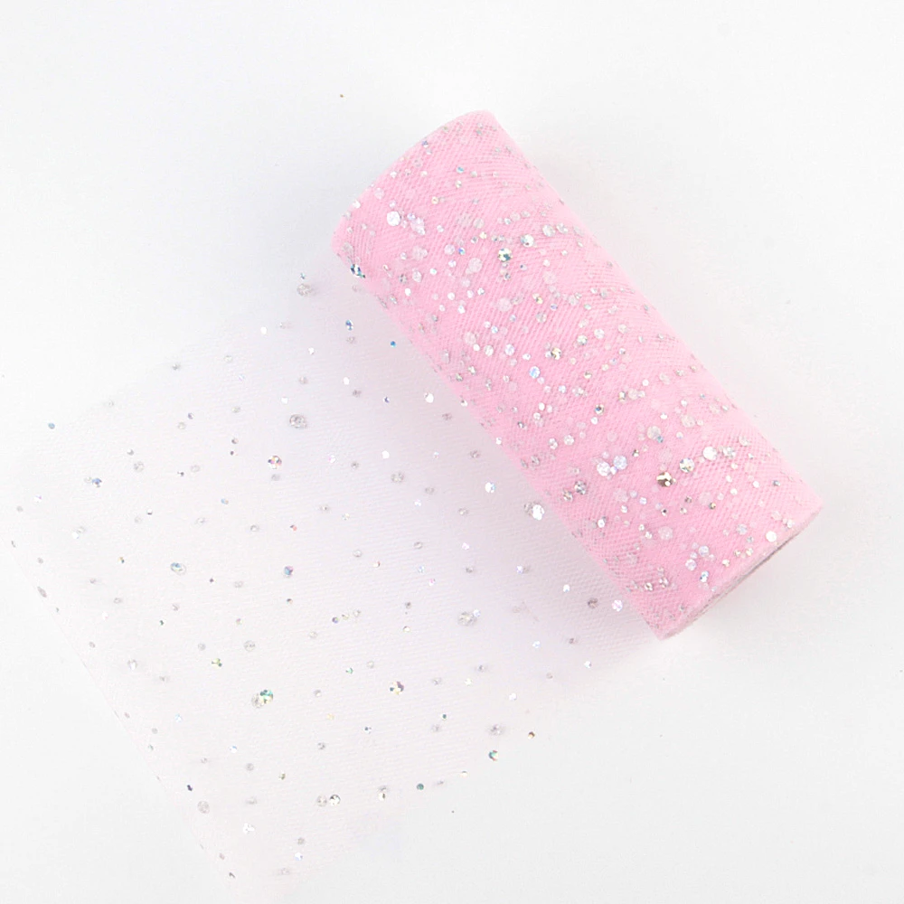 sequin 08 Блестящий рулон тюля с блестками 25 ярдов 15 см 6 дюймов катушка пачка Свадебная отделка органзы лазер поделки день рождения поставки - Цвет: sequin 08