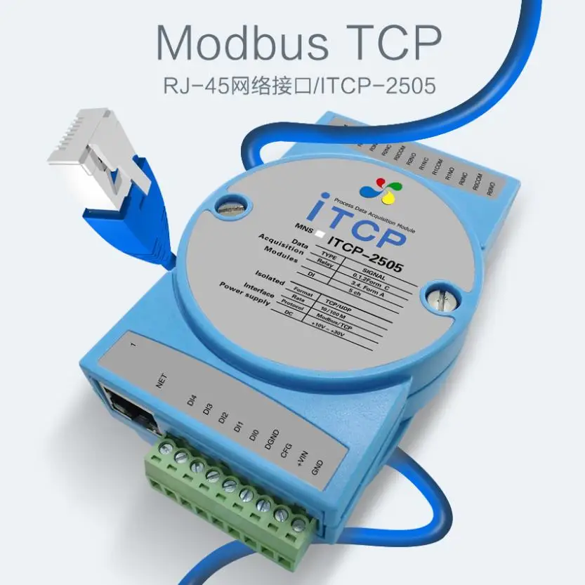 Модуль сбора данных Modbus-TCP 5DI + 5 релейных выходных изолированных Ethernet TCP Din Rail Adam |