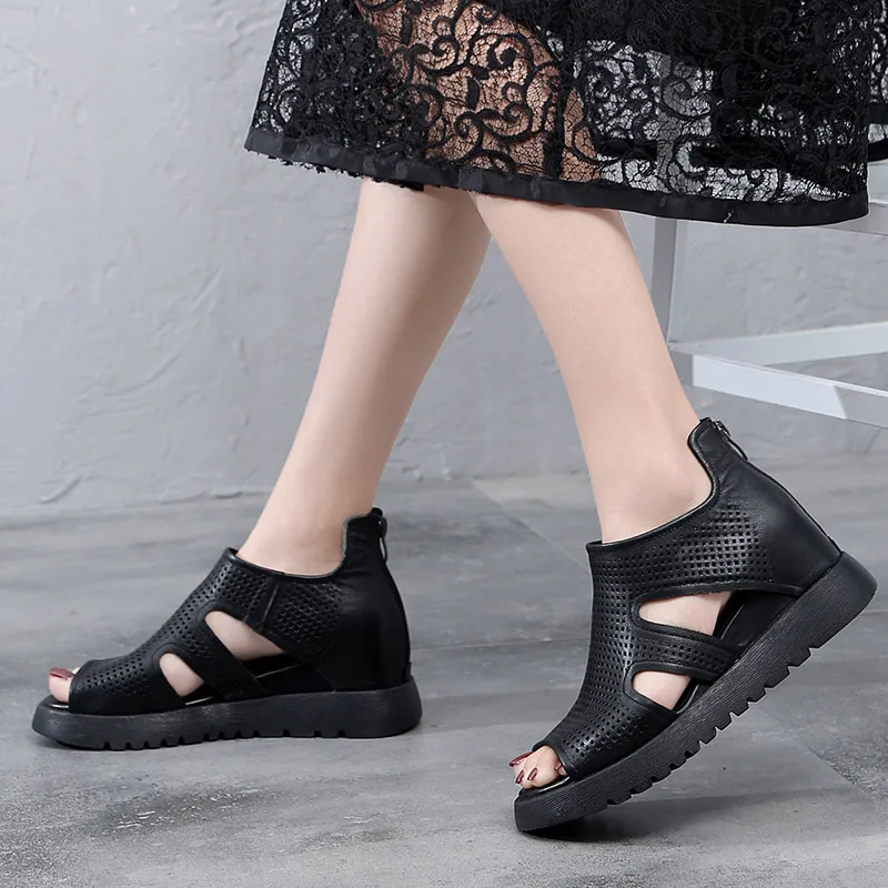 Женские кожаные сандалии с открытым носком коллекция 2019 года Летняя обувь