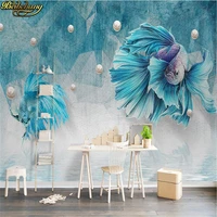 beibehang dark blue abstract lines peacock jewelry background wall custom photo wallpaper large mural papel de parede