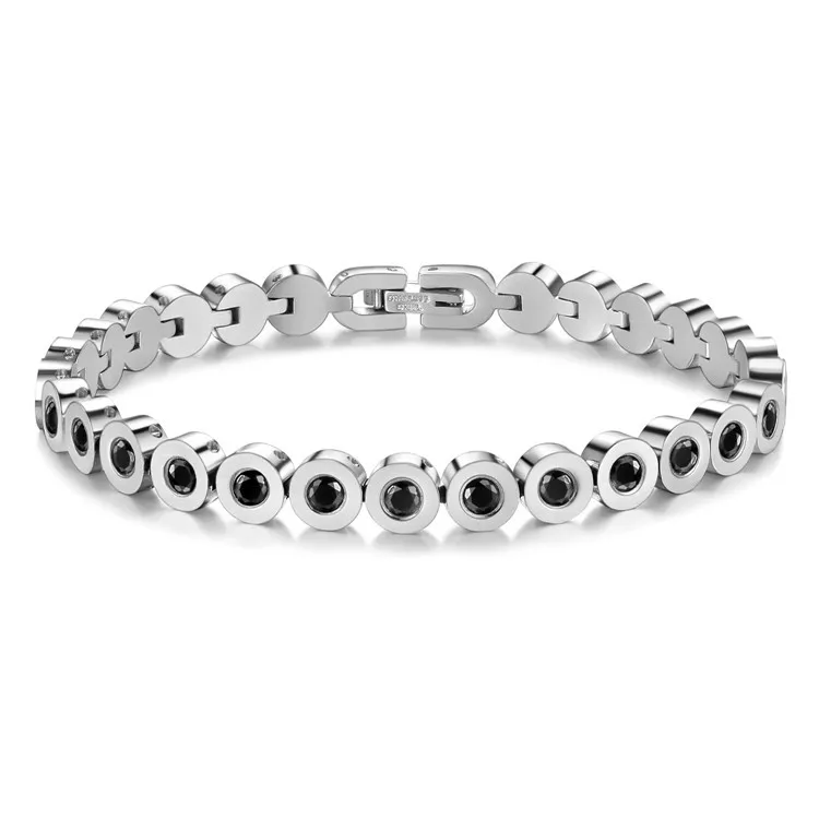 White Steel ZINDOV браслет из нержавеющей стали Femme черный CZ Теннисный браслет для женщин Лидер продаж Высокое качество модные ювелирные изделия золото розовое золото - Окраска металла: White Steel