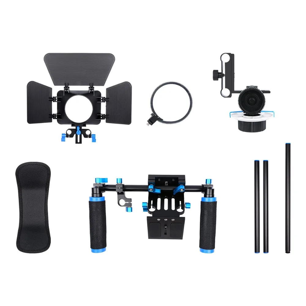 Professional DSLR Rig Shoulder Video Camera Stabilizer Matte Box + Follow Focus for Canon Nikon Sony dslr Camcorder | Электроника
