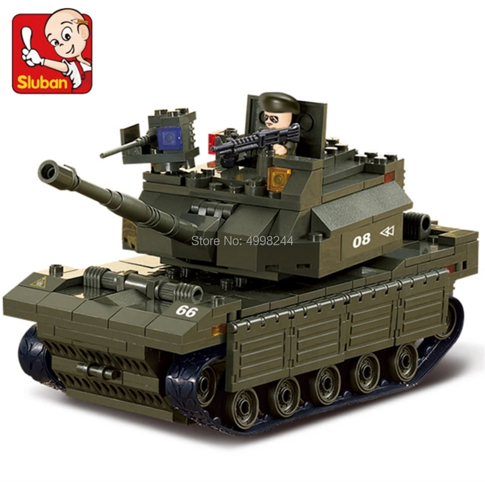 Sluban 6500 312 шт. в стиле милитари главный боевой танк строительный блок 4 игрушка |