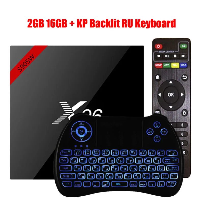 2G 16G KP Backlit RU X96 X96W Android 7,1 ТВ-приставка мини-приставка ТВ Amlogic S905W 1+ 8G 2+ 16G Поддержка bluetooth 2,4 ГГц WiFi HD 4K медиаплеер телеприставка - Цвет: 2G 16G KP Backlit RU