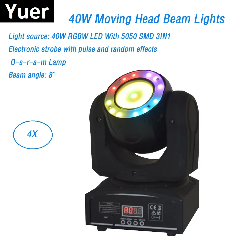 

Carton Package 40W Osr-a-m Lamp RGBW Quad Color Moving Head Beam Lights DMX512/Sound Control Good For Stage Theater Disco Party