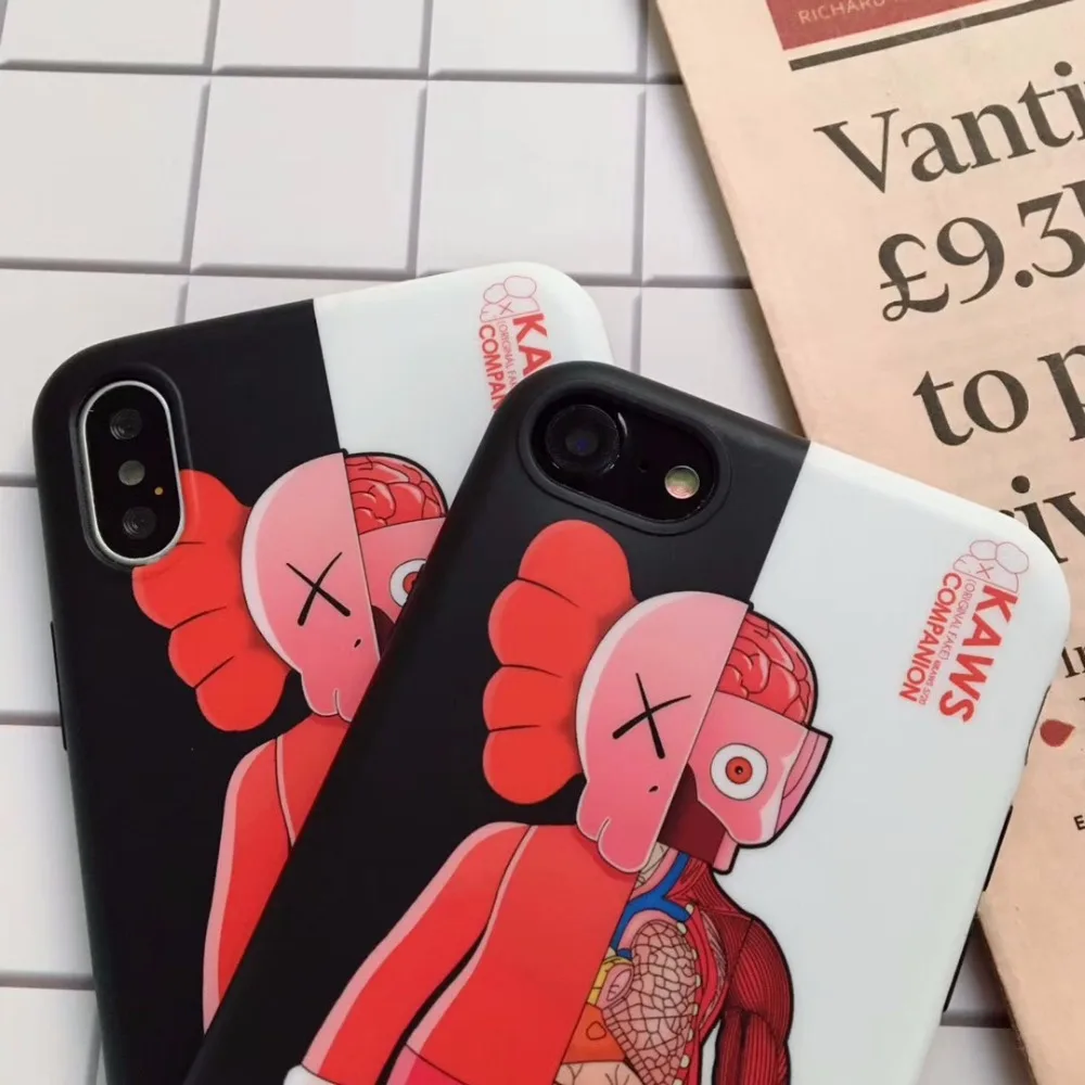 Trend Hip Hop style Kaws Funny Anatomy doll Patterned phone case for iphone X 6 6s plus 7 8 7plus soft imd back cover |