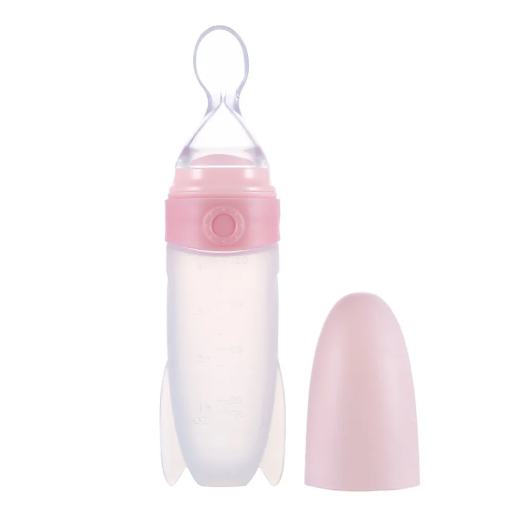 Pink Mambobaby детская бутылочка для кормления, силиконовая детская ложка, BPA Free, здоровая питательная ложка для новорожденных - Color: Pink