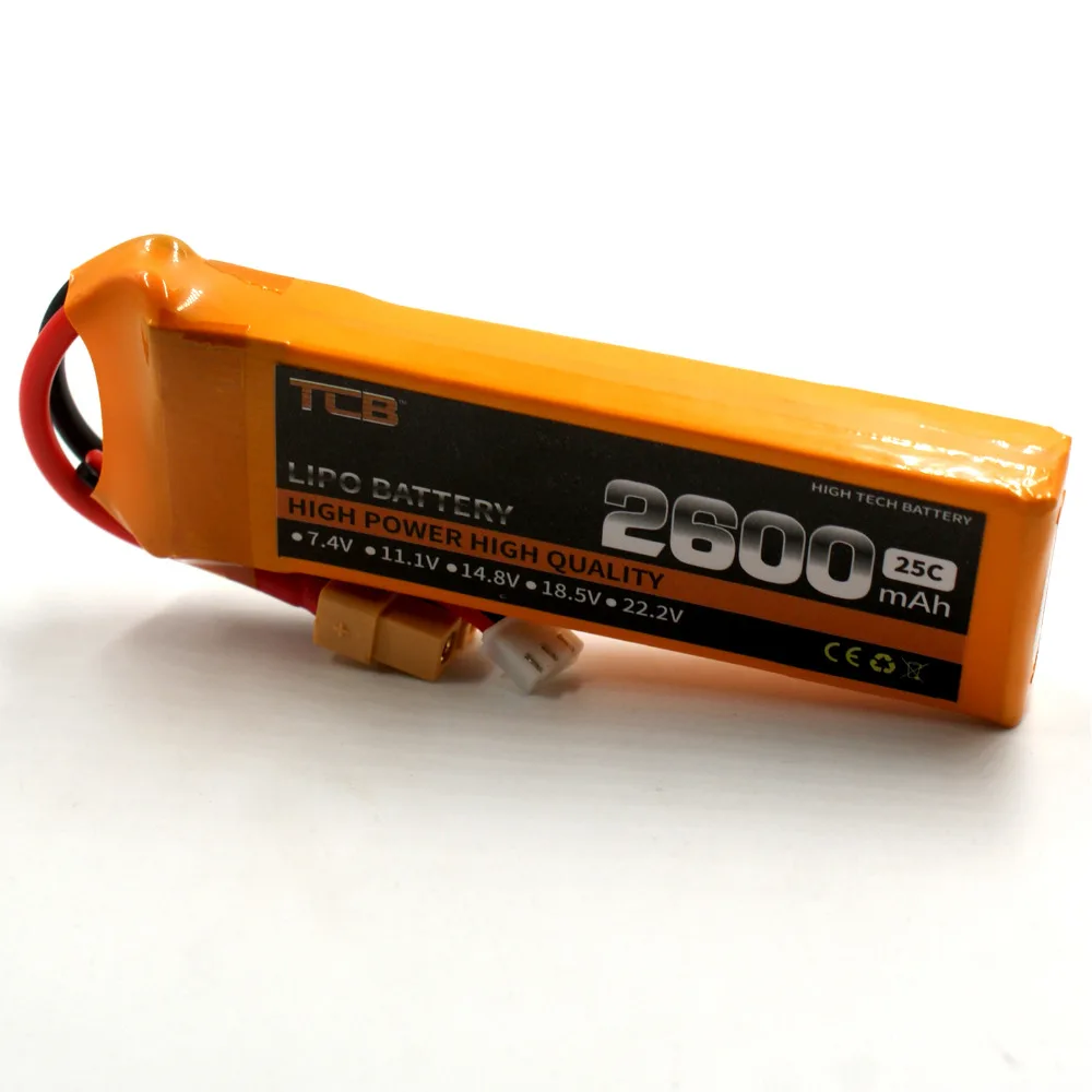 TCB RC игрушки LiPo батарея 7 4 V 2600mAh 25C 2S радиоуправляемый самолет Квадрокоптер