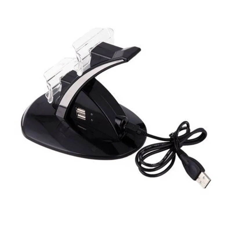 Синий светильник двойной 2 USB зарядное устройство зарядная док-станция Подставка Кристалл База для playstation 3 PS3 PS 3 игровой контроллер черный