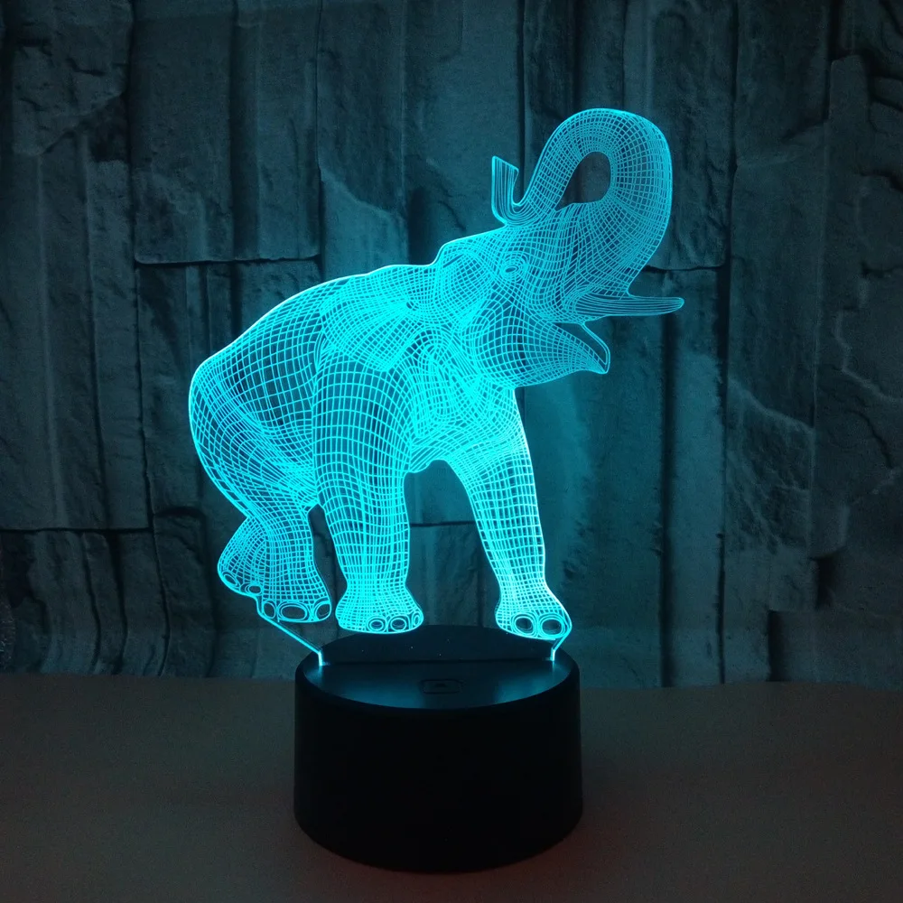 [DBF]7 цветов меняющая 3d-лампу в виде слона Оптическая иллюзия сенсорный/пульт