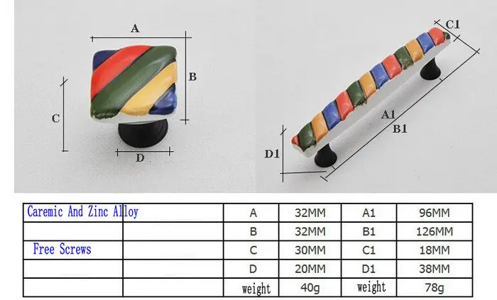 Ручка и ручка для шкафа в цветную полоску 2 шт./компл. | Мебель