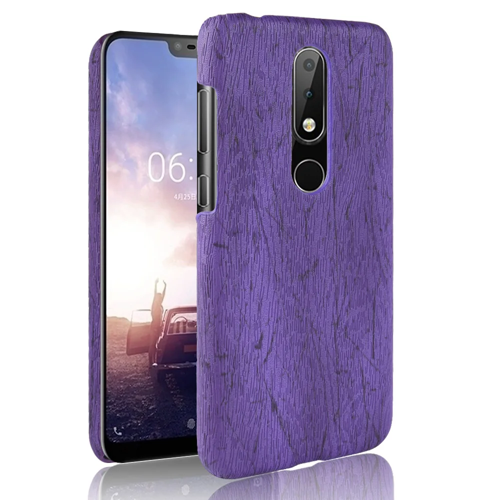 Для Nokia 5 1 Plus чехол для телефона бампер PC пластик PU кожаный деревянные