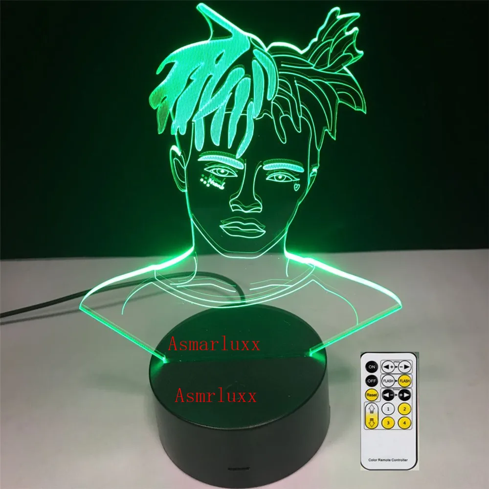 Лыжная маска the Slump God Rapper 3D лампа иллюзия 7 цветов меняющий стол светильник