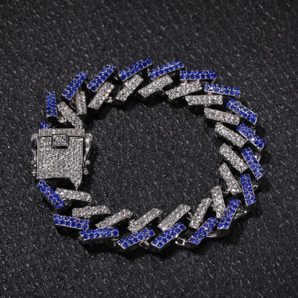 BLING KING NE+ BA модные ювелирные изделия ожерелья и браслеты 15 мм Мода Iced Out 2 ряда зубцов кубинские звенья цепи для мужчин и женщин