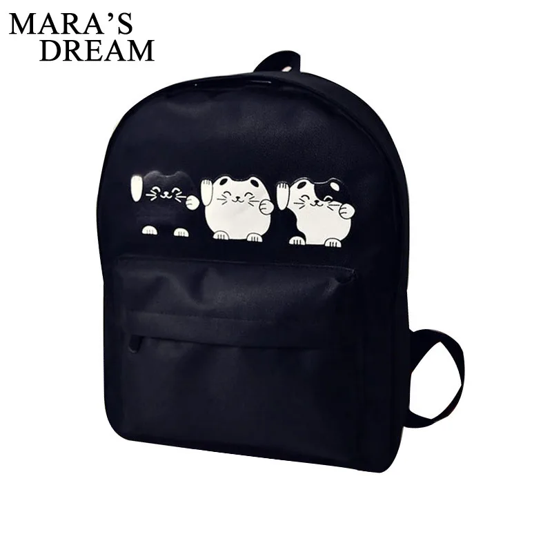 Mara's Dream Cat Печать Рюкзак женский парусиновый мультфильм плечевая сумка