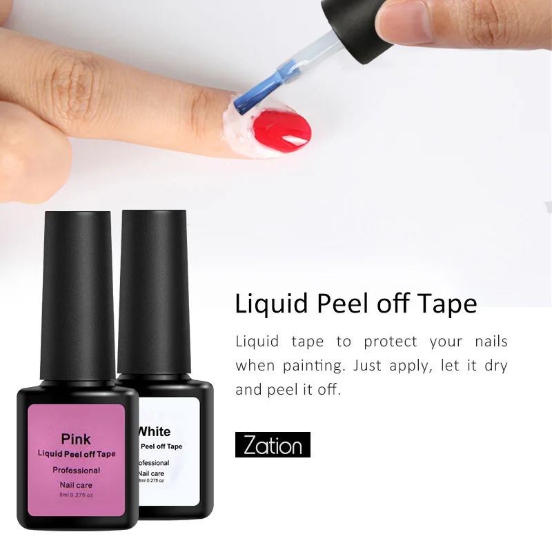 Зация Основа для ногтей Лаки Гвозди peel off жидкий Клейкие ленты 8 мл разлива