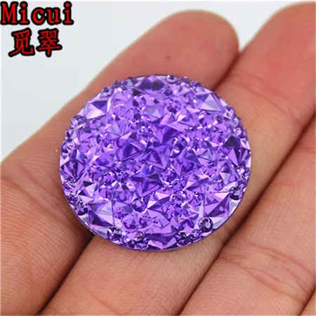 violet Micui 10 шт. 30 мм круглые стразы из смолы, кристаллы и камни, плоская задняя кнопка для одежды, платья, украшения MC782 - Цвет: violet