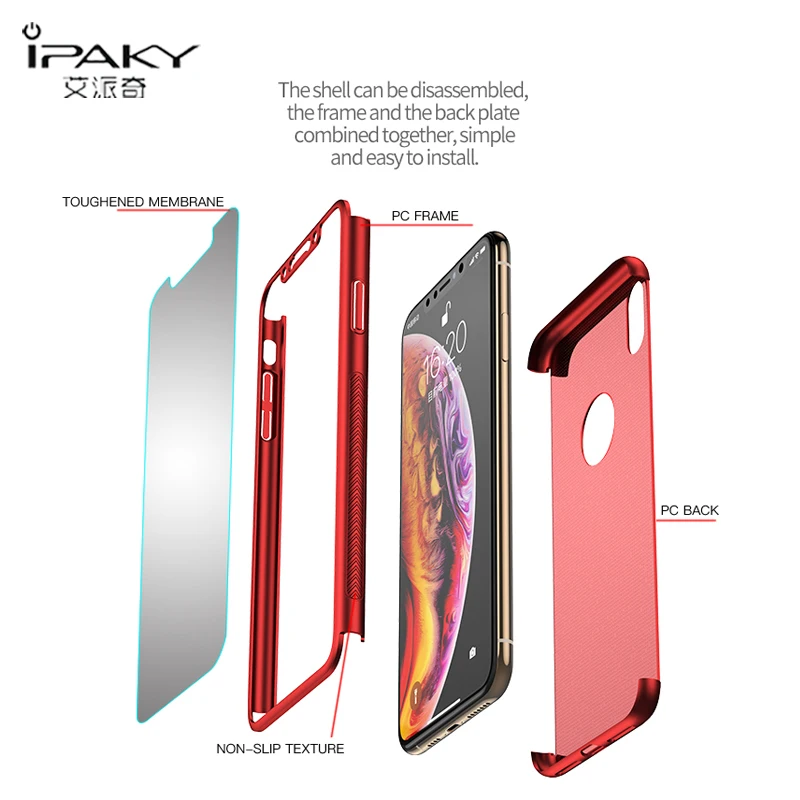 Чехол для Apple iPhone X XS XR iPaky 360 Роскошный чехол Max тонкий компьютер S чехлы телефонов |