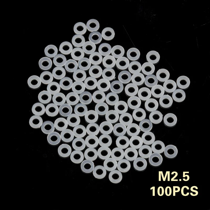 100 шт./компл. белый Пластик нейлоновая шайба M2 M2.5 M3 M4 M5 M6 M8 нейлоновые плоские прокладки уплотнения шайба уплотнительное кольцо