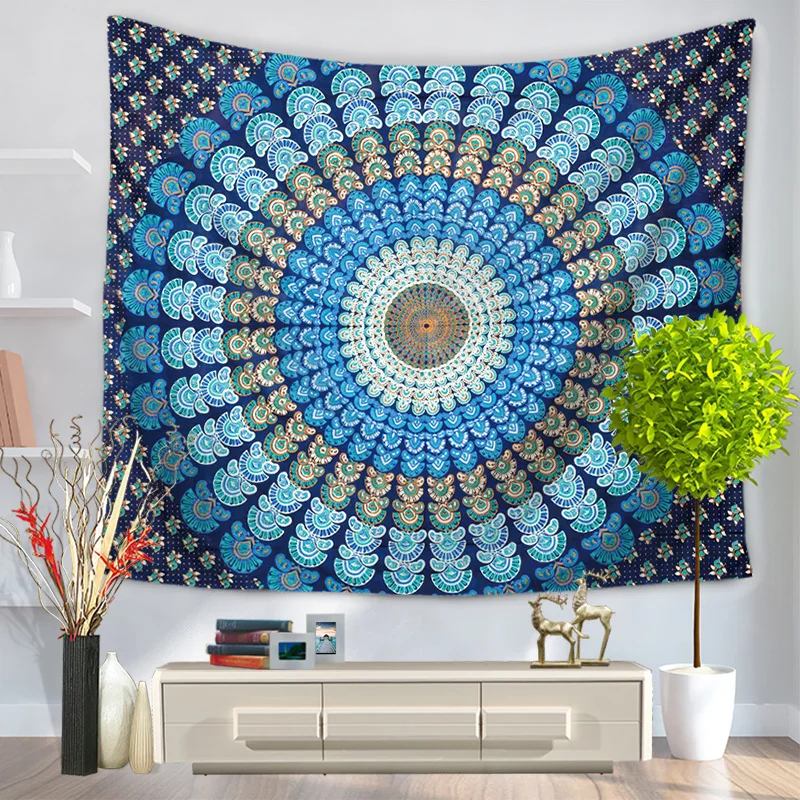 

8 Style Indian Elephant Mandala Tapestry Hippie Wall Hanging Tapestries Beach Throw Towel Gypsy Bed Sheet Home Decor 150*130cm