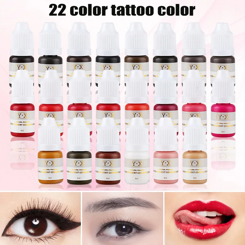 

22 Colors Universal Eyebrow Lips Tattoo Inks Semi Permanent Makeup Eyebrow Ink Lips Eye Line Tattoo Color Microblading Pigment