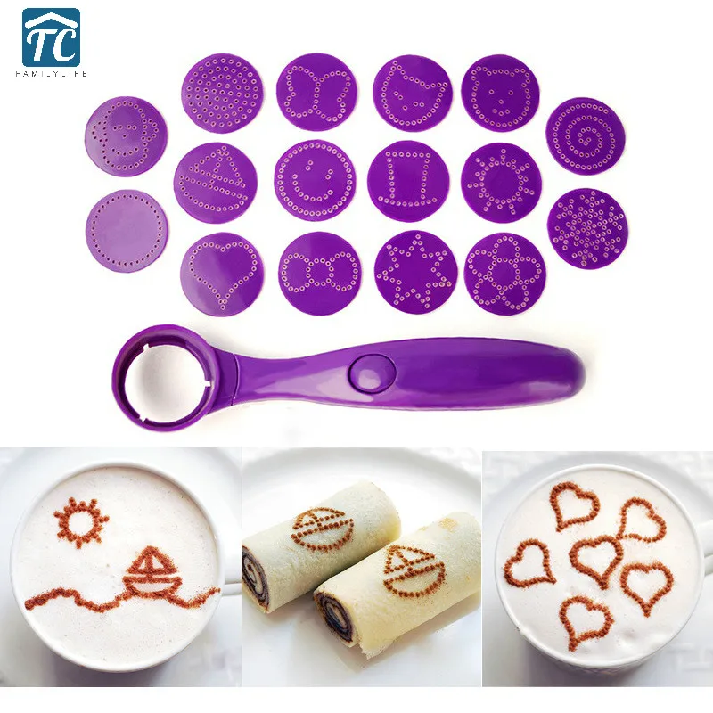 

Spice Spoon Cake Decorating Coffee Milk Tea Spoons Flower Kit Latte Art Stencils Decoration Tools Cappuccino DIY Model Pattern