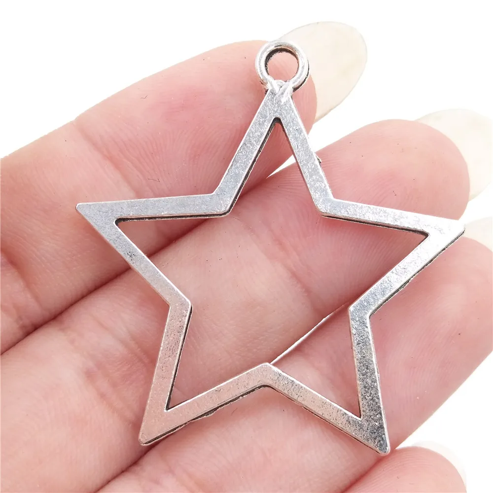 Оптом 30 цинковый сплав большой размер вырезанная подвеска-звезда для DIY Ожерелье