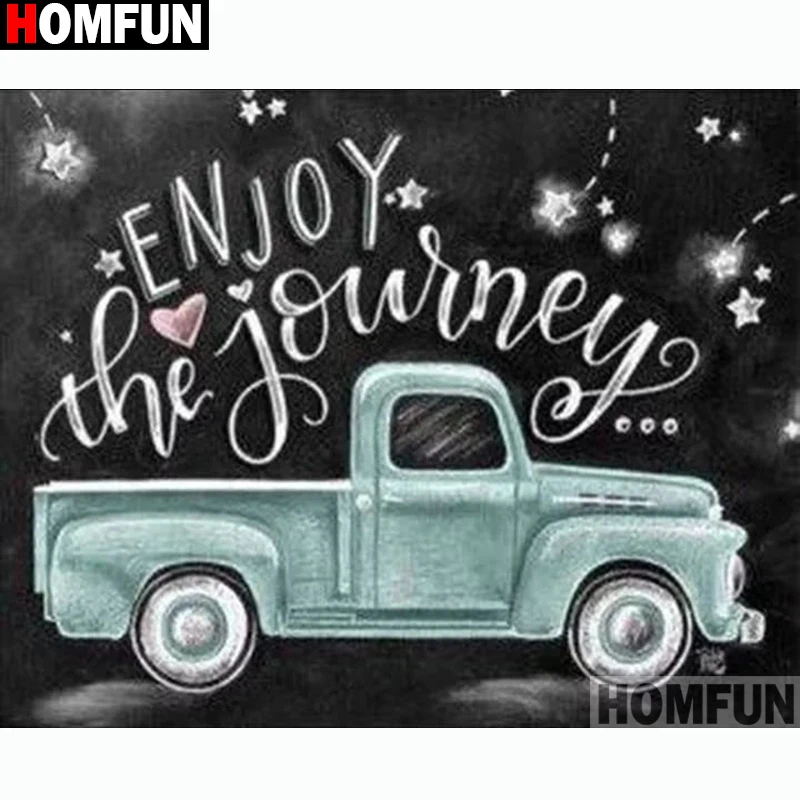 Алмазная живопись HOMFUN A13501 полноразмерная/круглая 5D Вышивка грузовик с надписями