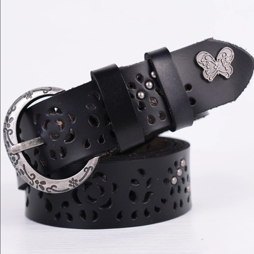 Ремень из воловьей кожи Женский роскошный винтажный дизайнерский пояс в стиле