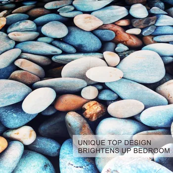 BlessLiving Beach Stones Bedding Set 3-Piece Colorful Duvet Cover 3D Printed Vivid Bed Set Rock Blue Red Orange Bedspreads 3