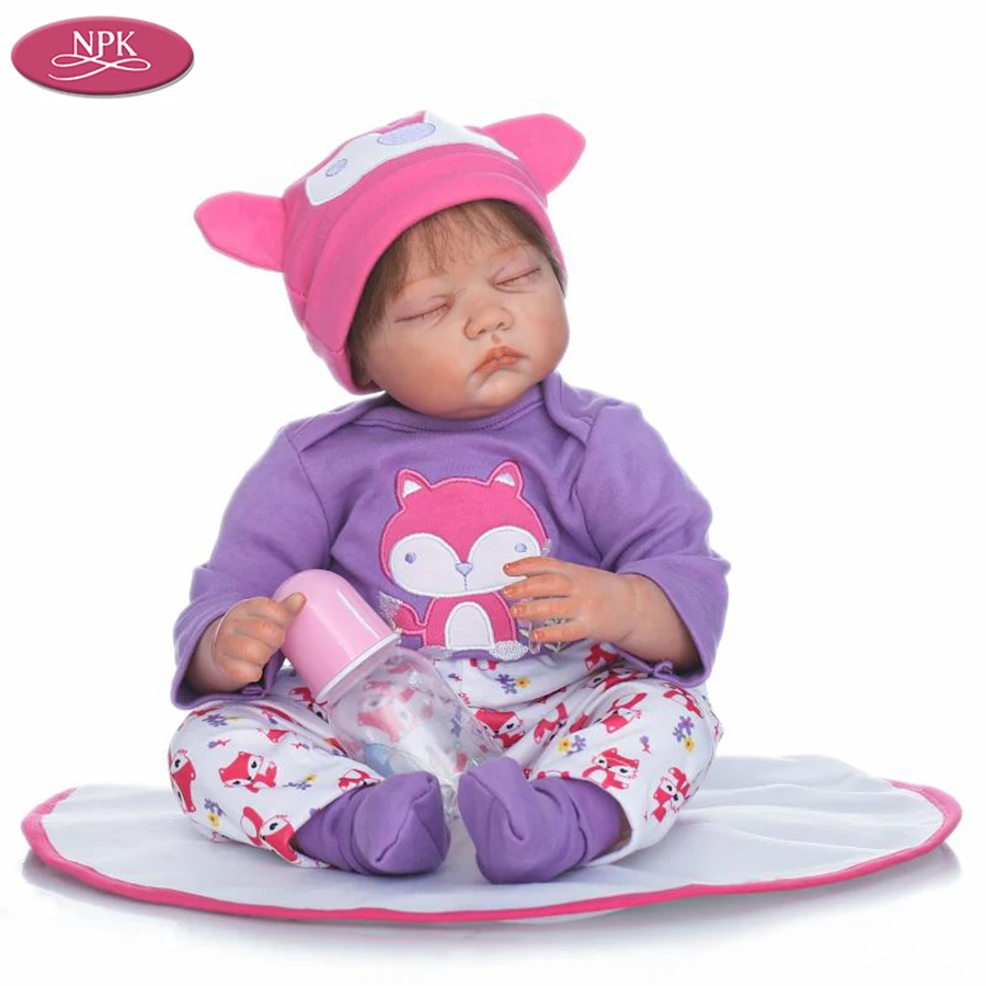 NPK 55 см виниловые Bebes Reborn Girl Детские куклы силиконовые реалистичные для младенцев