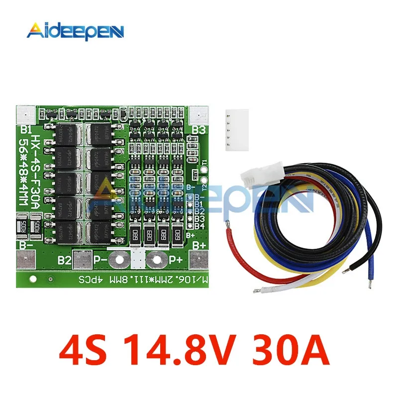 4S 14.8V 30A 1S 2S 3S 4S 2.5A 5A 6A 8A 10A литий-ионный аккумулятор 18650 защита зарядного устройства 3,7 в 7,2 в PCB BMS для Lipo батареи - Цвет: 4S 14.8V 30A