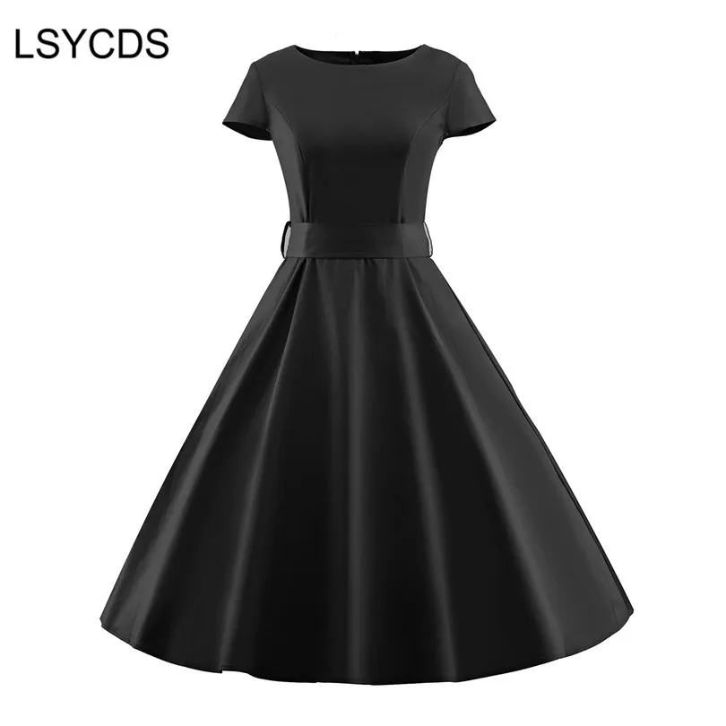 2018 элегантные черные платья с круглым вырезом короткий рукав халат платье