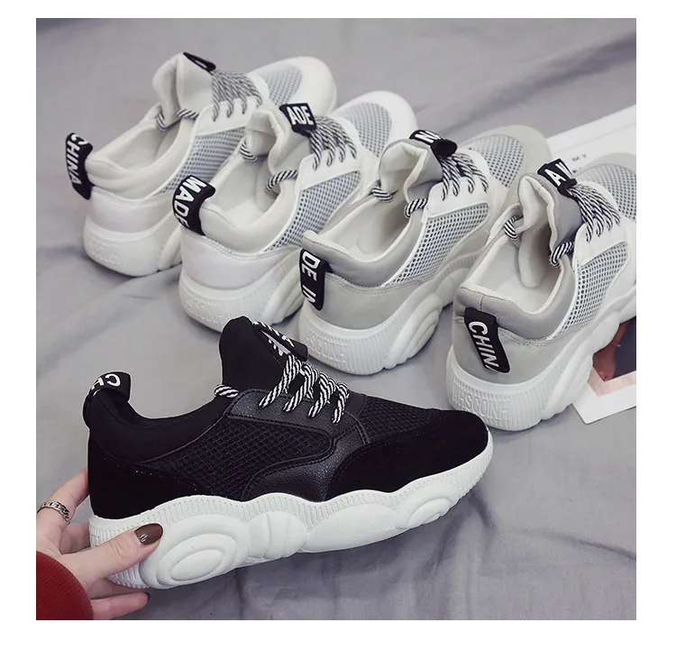 Женские кроссовки; коллекция года; basket femme tenis feminino; белые туфли на платформе; женские кроссовки с круглым носком и кружевом; женская летняя обувь