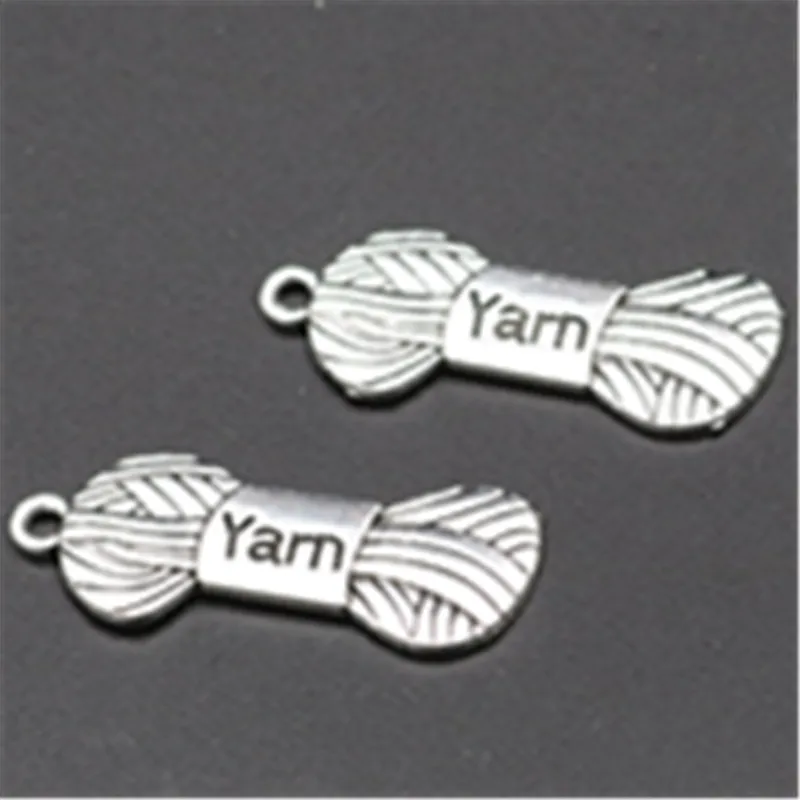 

WKOUD 15pcs Silver color yam charm alloy pendant for bracelet necklace DIY fashion jewelry making 31x12mm A663