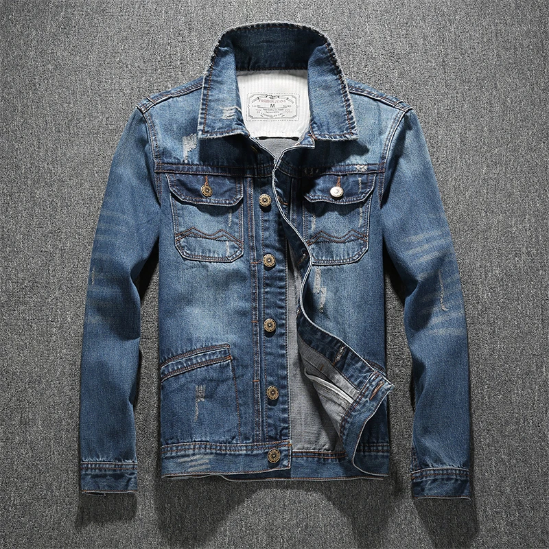 Лидер продаж синий пиджак мужчин 2017 джинсовые мужские куртки джинсы Модные